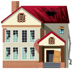 A vector image of a vacant run down house as part of the Croí Cónaithe scheme